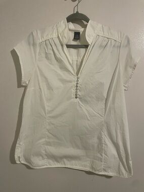 Madison Cap Sleeve Popover Blouse White Size 14 (fits more like a M) (247)